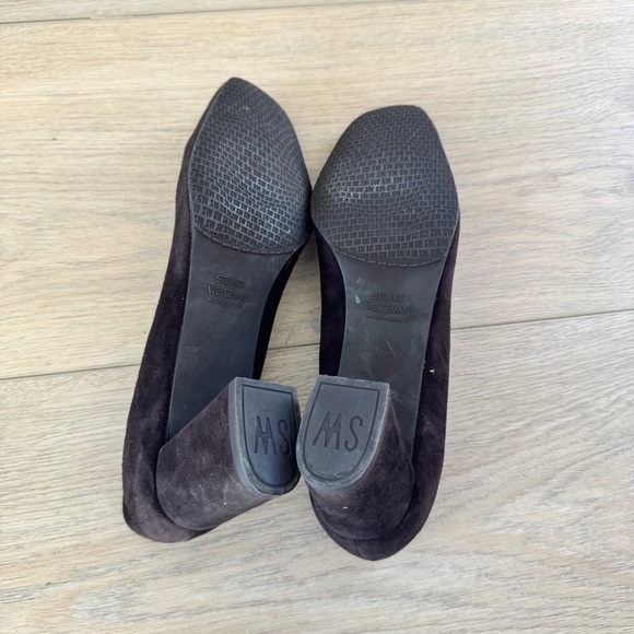 Stuart Weitzman Brown Suede Square toe Heels Size Women’s 8.5 - Picture 6 of 7